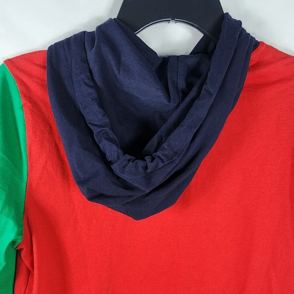 Polo Ralph Lauren Colorblock Hooded‎ Long Sleeve T Shirt Mens XS Classic Retro